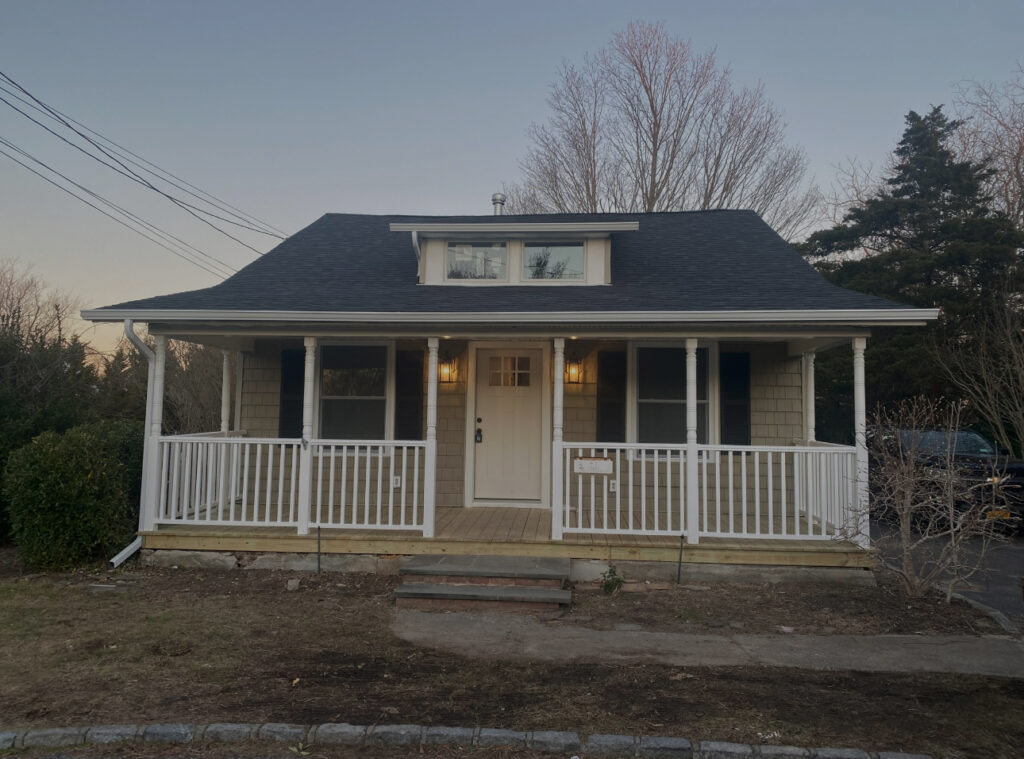 Finished residential roofing and outdoor living space by New Image G.C. Roofing